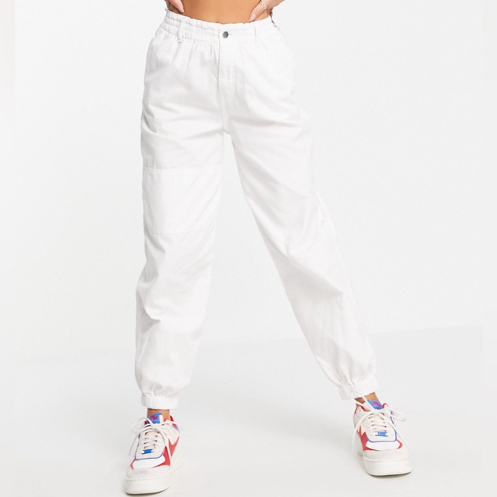 Topshop White Elastic-Waist Joggers